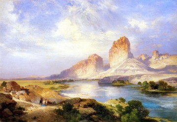 rock Oil Painting - Green River Wyoming landscape Rocky Mountains School Thomas Moran